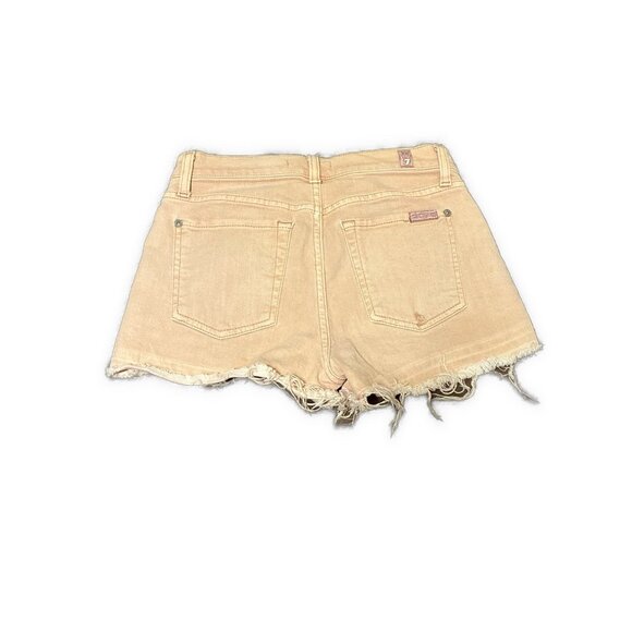 7 for all mankind Women’s Solid Salmon Pink Jean Denim Shorts Mid Rise 24 - Picture 2 of 4